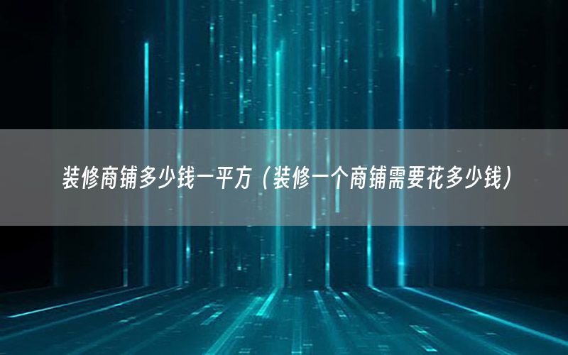 裝修商鋪多少錢一平方（裝修一個商鋪需要花多少錢）